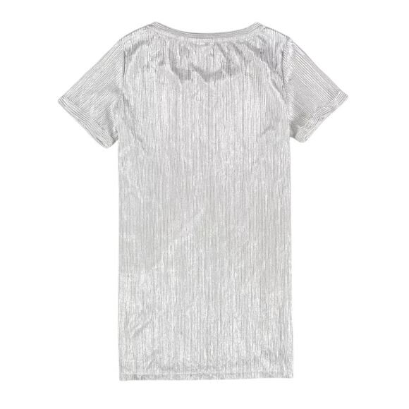 Bar III Tops - Bar III Metallic Ribbed Textured Top Silver Women’s Medium Scoop Neck Shimmer